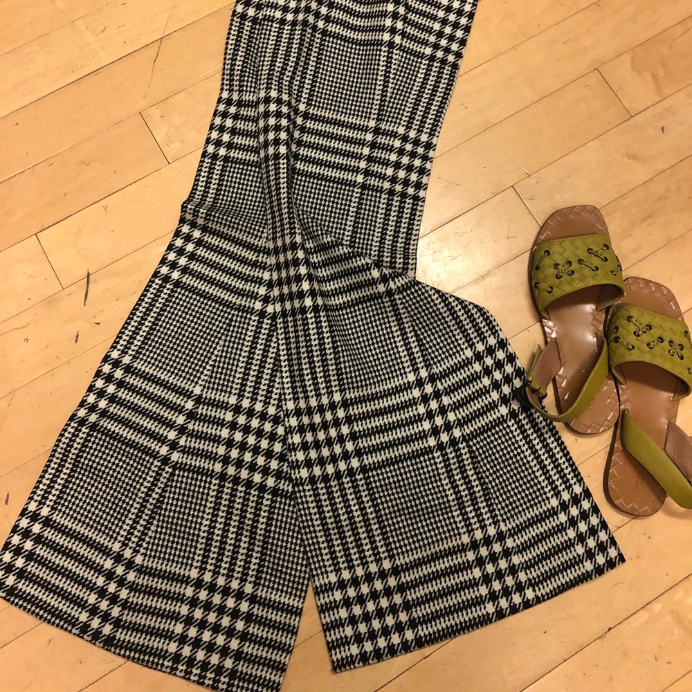 Versace B/W plaid flared pants 42IT fab - Picture 2 of 11
